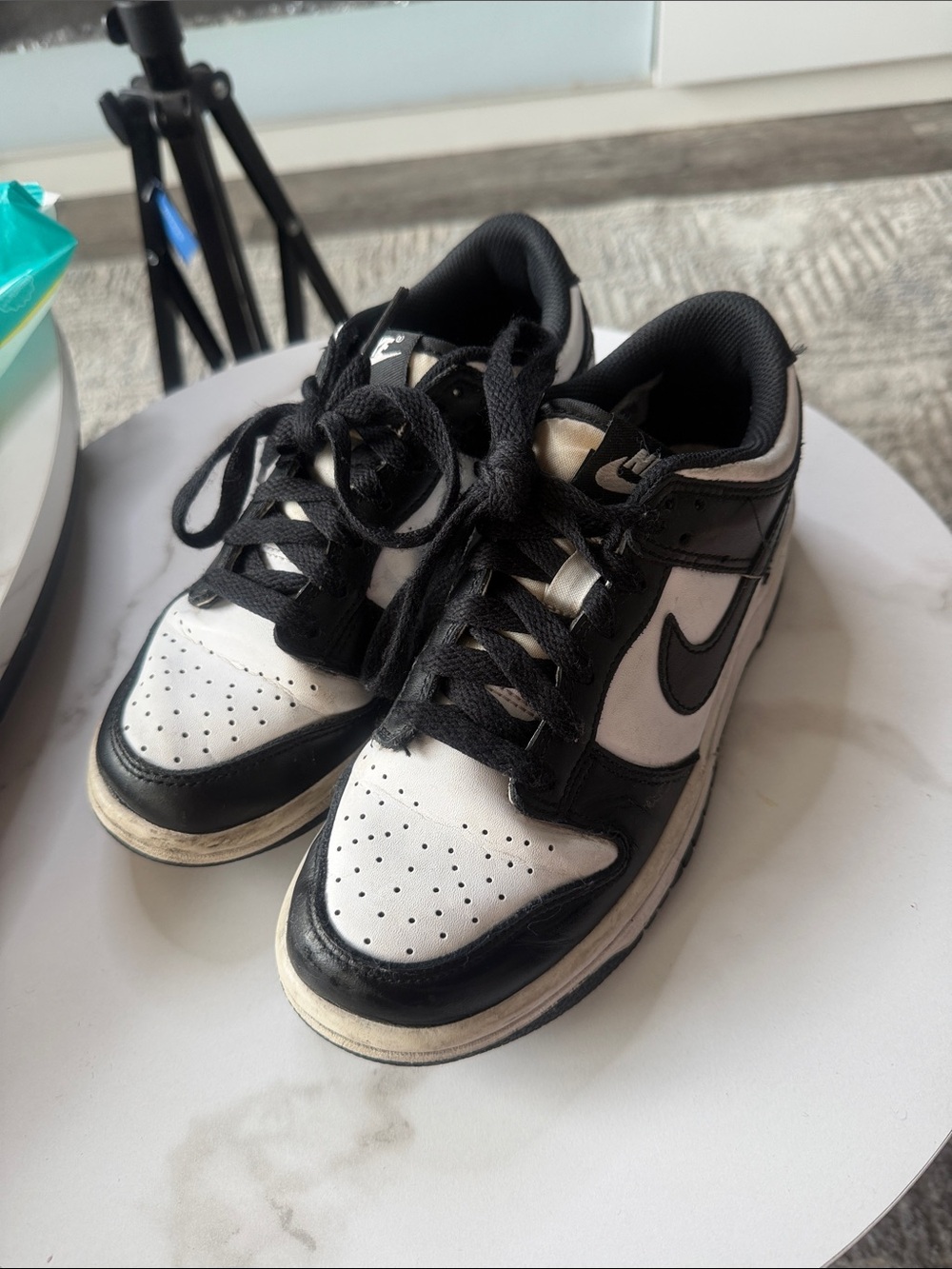 Nike Kids Black and White Low-Top Sneakers with Swoosh